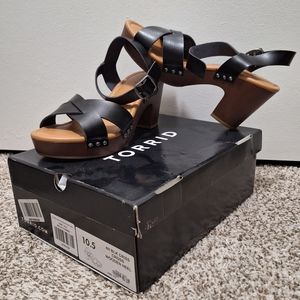 Torrid Black Criss Cross Wooden Heel